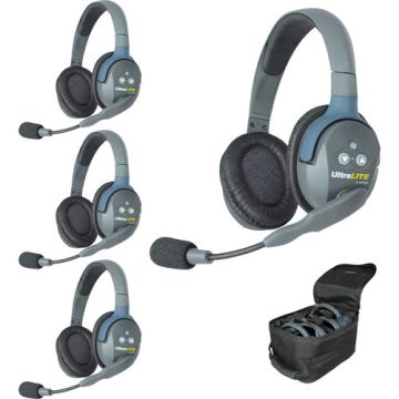 Eartec UltraLITE UL4D HD Kit - 4x Double Ear Headphones, Case, Charger