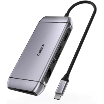 Choetech HUB-M15 9-in-1 USB C Adapter HUB with 4K HDMI 100W PD Power 3 USB 3.0, RJ45