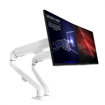 HILLPORT White Monitor Arm Mount 2 Monitors for 17 to 30 Inch Screens White (M22W)