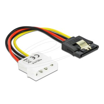 Delock Cable Power SATA HDD to Molex 4 Pin Plug with metal clip straight (60120)
