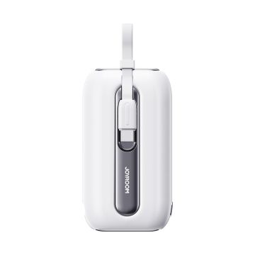 Joyroom Powerbank 10000mAh Colorful Series 22.5W with 2 built-in USB-C and Lightning Cables, White (JR-L012)