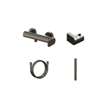 Ravak Eleganta Wall-Mounted Shower Tap with Set Graphite Brushed (X07S141)