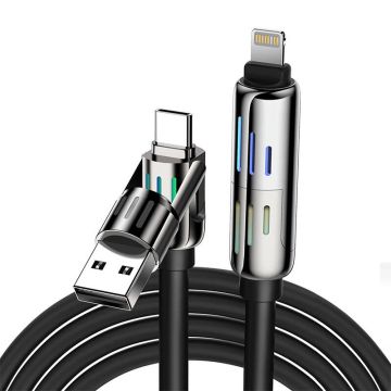 Blitzwolf BW-HDC6 4-in-1 USB-C/USB-A to USB-C/Lightning cable 1.2m 240W RGB Black