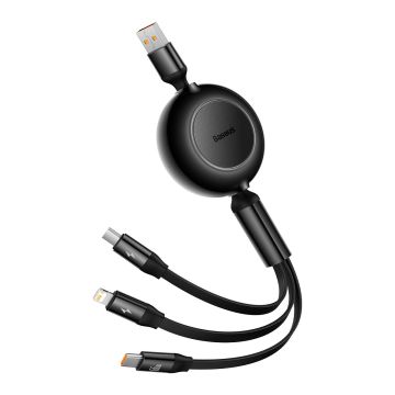 Baseus Bright Mirror 3, USB 3-in-1 cable for micro USB / USB-C / Lightning 66W / 2A 1.1m Black (CAMJ010101)