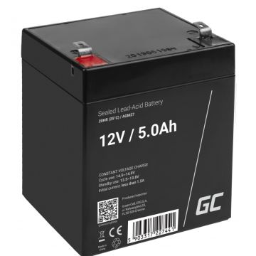 Green Cell AGM 12V 5Ah VRLA Battery Gel deep cycle toys for kids alarm systems for toy vehicles toy car (AGM27)