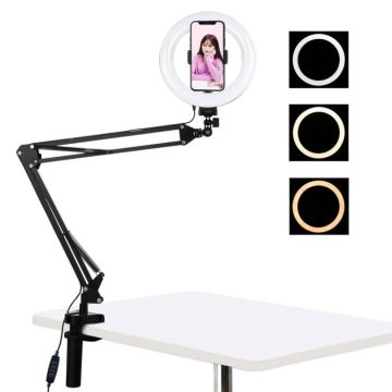 Puluz PKT3089B Desktop arm stand with 20cm LED Vlogging Ring