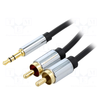 Vention BCFBG Cable; Jack 3.5mm 3pin plug,RCA plug x2; 1.5m; black; PVC