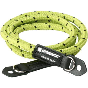 Artisan & Artist ACAM-706 Silk Camera Strap Pin-dot Cord (Long) Yellowgreen/Black