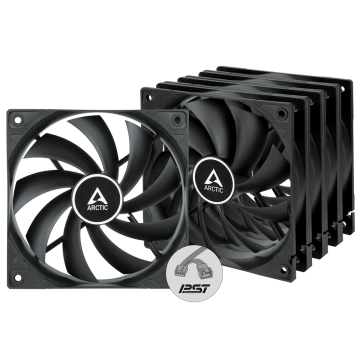 ARCTIC F12 PWM PST Case Fan, 4-pin, 120mm, Black, 5 Pack (ACFAN00250A)