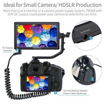 FeelWorld FW568 V2 5.5 inch DSLR Camera Field Monitor with Waveform Luts Video Peaking Focus Assist