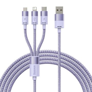 Baseus StarSpeed Series 3in1 USB cable USB-C + Micro + Lightning 3,5A, 1.2m Purple (CAXS000005)