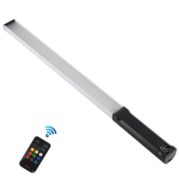 Puluz PU460B RGB Colorful Photo LED Stick Adjustable Color Temperature Handheld LED Fill Light with Remote Control Black