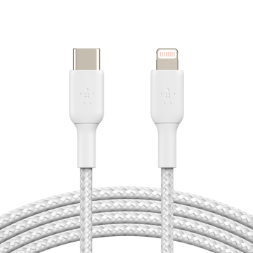 Belkin Braided USB-C to Lightning Cable (1m / White) (CAA004BT1MWH)