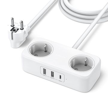 Ugreen power strip extension power cord with 2x USB ports, 1x USB-C black (CD280)