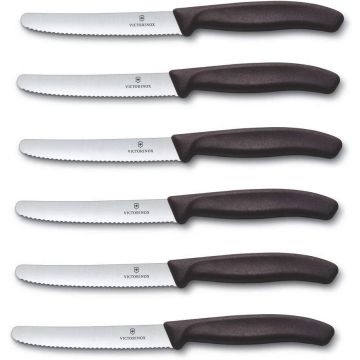Victorinox 6 Piece Kitchen Knife Set (11 cm, Extra Sharp Serrated Edge, Table Knife, Ergonomic Handle, Dishwasher Safe)