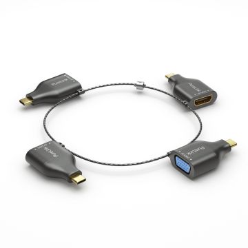 PureLink adapter ring small 4x USB C USB C to VGA HDMI miniDP DP black (IQ-AR300)