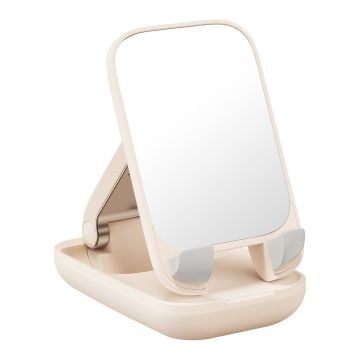 Baseus Adjustable phone stand with mirror Seashell Series - beige