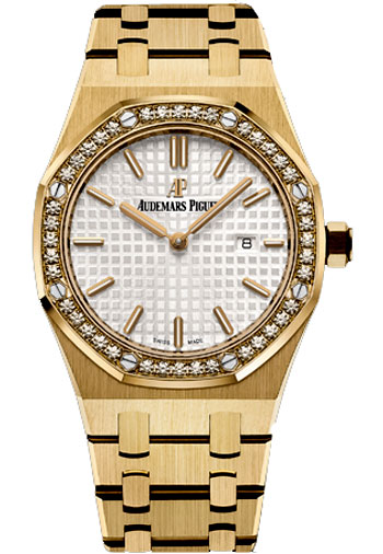 Audemars Piguet Royal Oak Silver Dial Ladies 18 Carat Yellow Gold Watch  67651BA.ZZ.1261BA.01