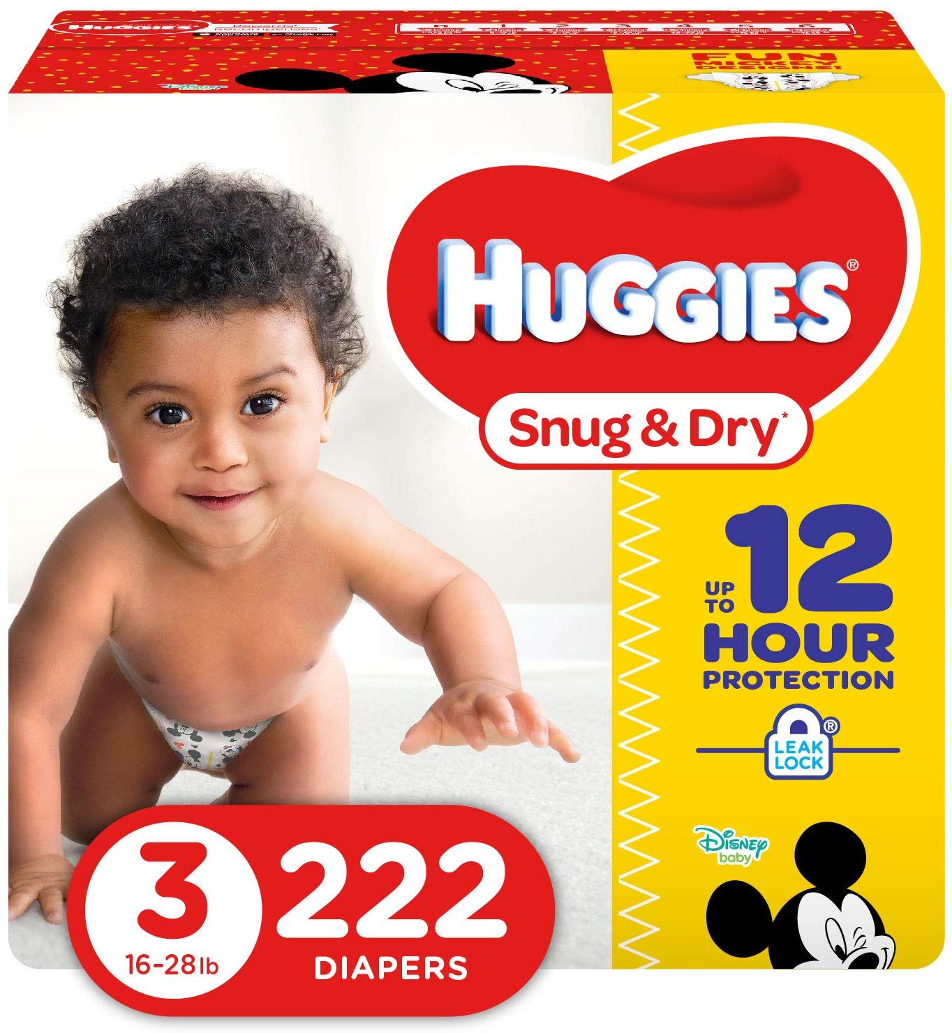 Huggies Snug And Dry 222 Pieces Size 3 Disney Mickey Mouse 036000365412 Diapers 0844