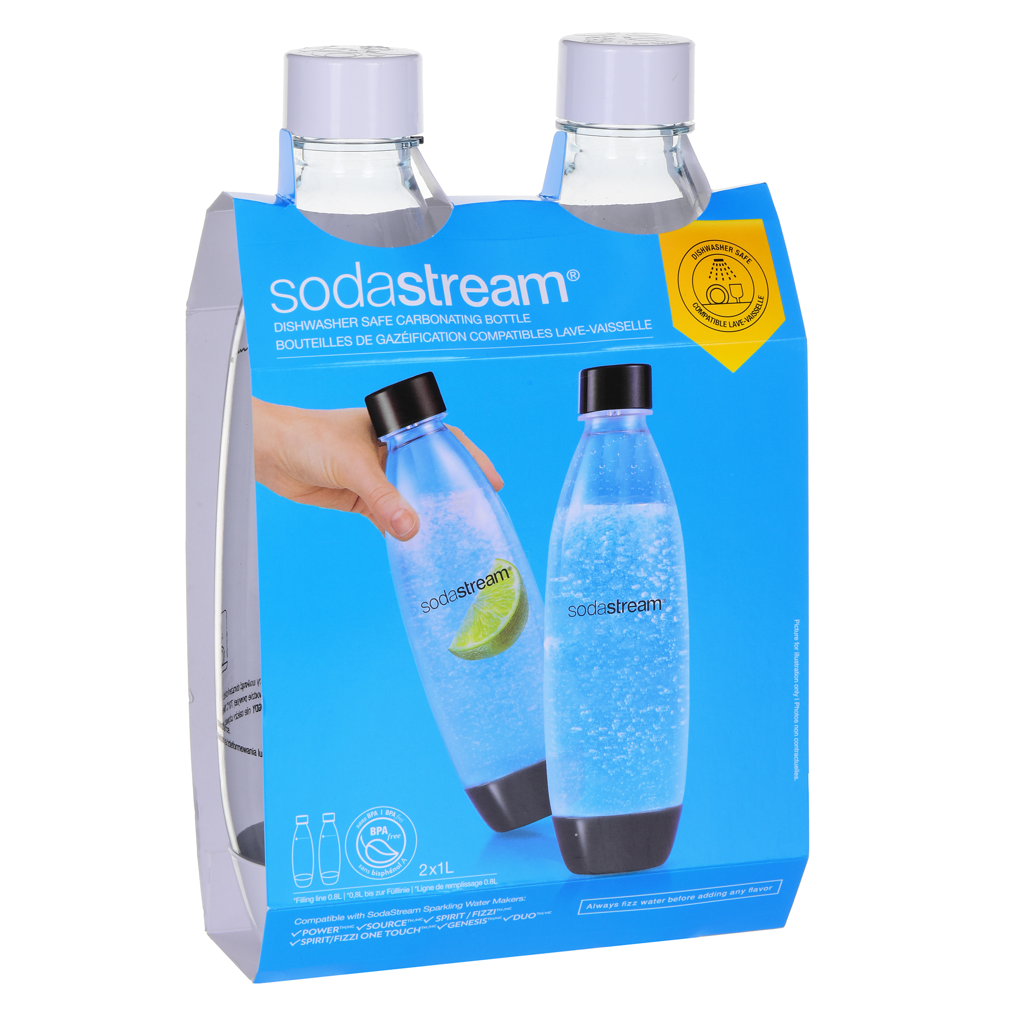 SodaStream 1 litre Fuse Bottles White TwoPack for the Dishwasher (7290113763548) Väikesed