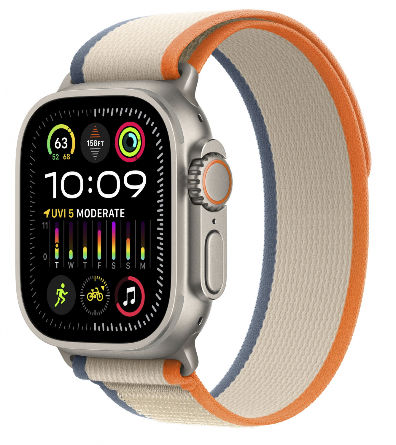 Apple Watch Ultra 2 GPS + Cellular 49mm Titanium Case with Orange/ Beige  Trail Loop (M/ L) MRF23, Smartwatch, watch bands, Mobile phones