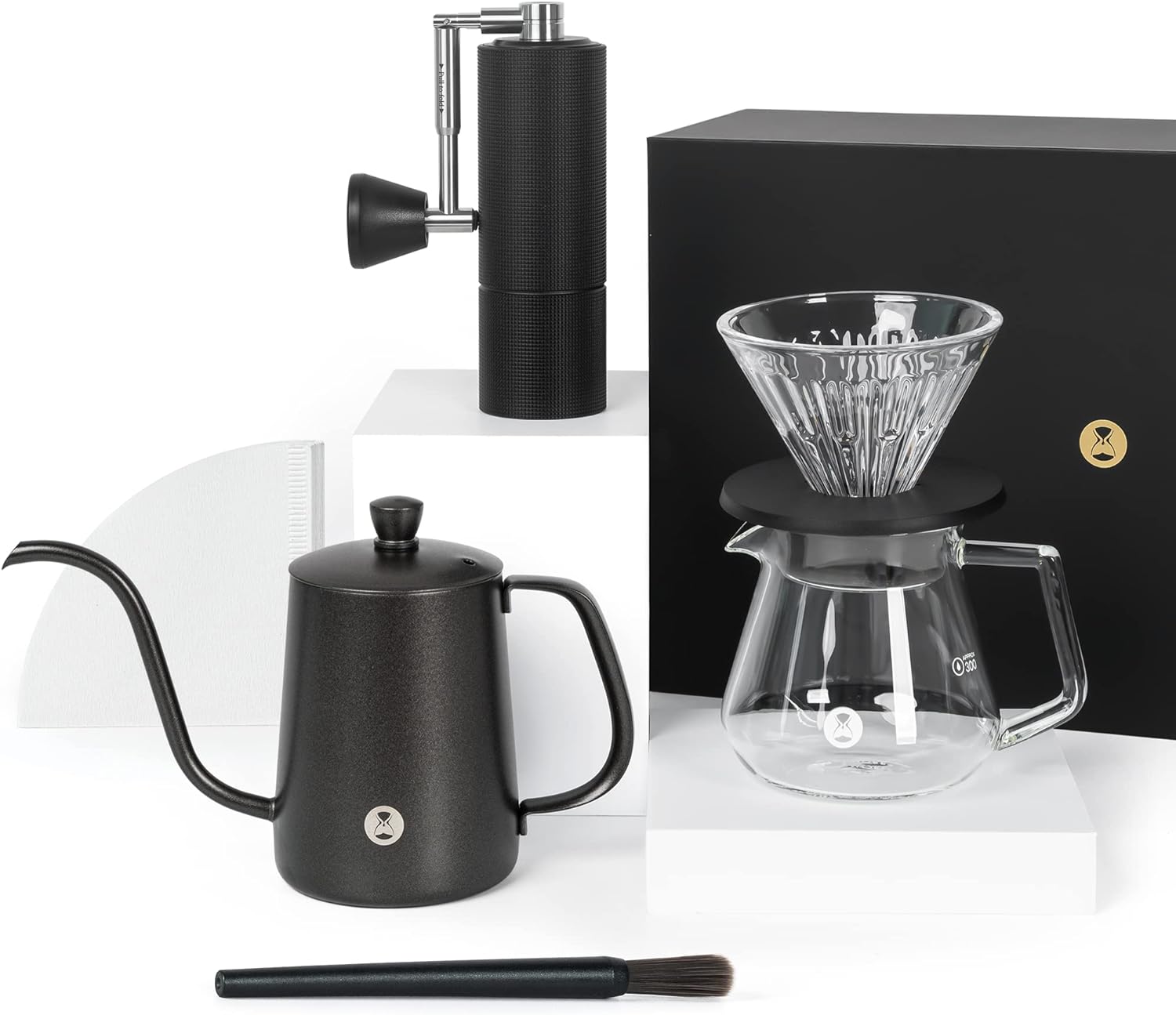 Hgudesign Pour Over Coffee Maker Kit, 20 Oz Borosilicate Glass Carafe With 100 V60 Paper Filters Ideal For Or Cafe Use